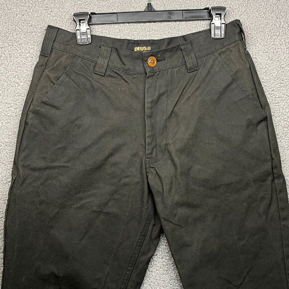 Deus Ex Machina Waxed Canvas Hunting Pants Mens Actual 31x30 Olive Brown Moto - Picture 2 of 16